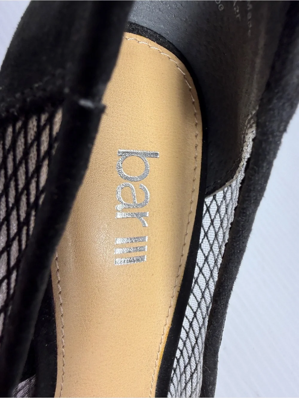 Bar III Black Mesh Pointed Flats with Studded Trim